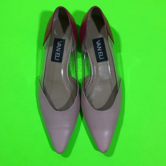 VANELi VERO CUOIO Vintage Pink/Clear Side Heels - Picture 2 of 8